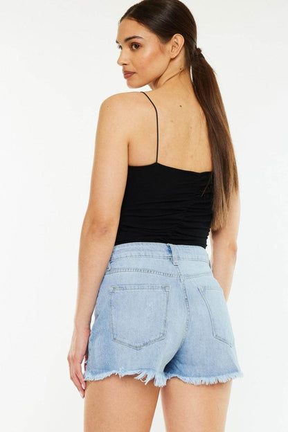 Kancan Raw Hem Distressed High Waist Denim Shorts Women - Selvanelle
