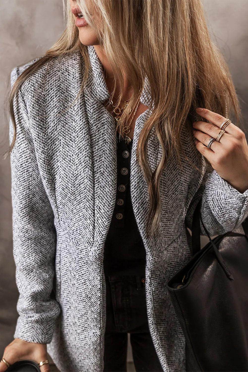 Open Front Long Sleeve Jacket for Women Casual Wear - Selvanelle
