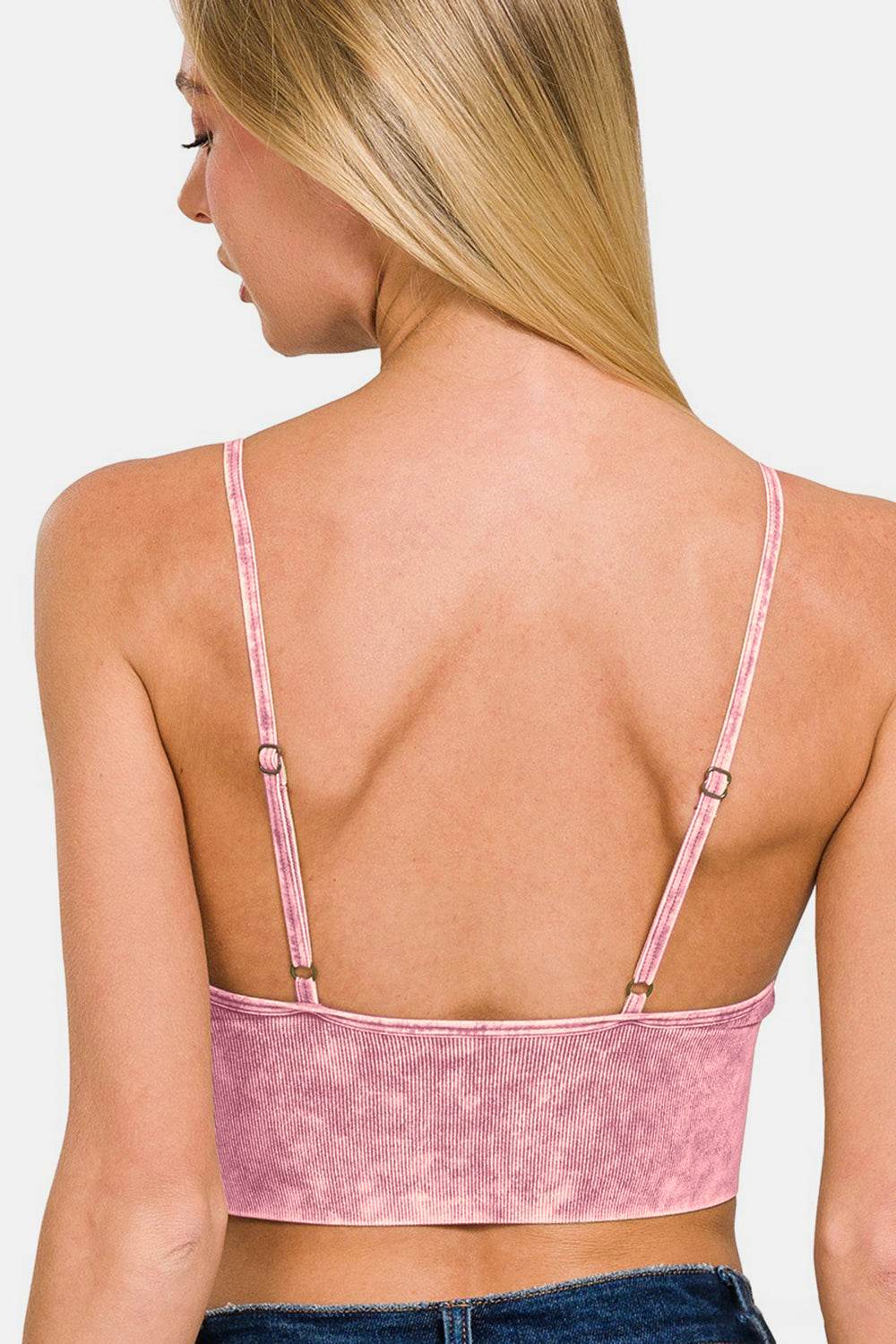 Zenana Washed Ribbed Bra Padded Cami - Selvanelle
