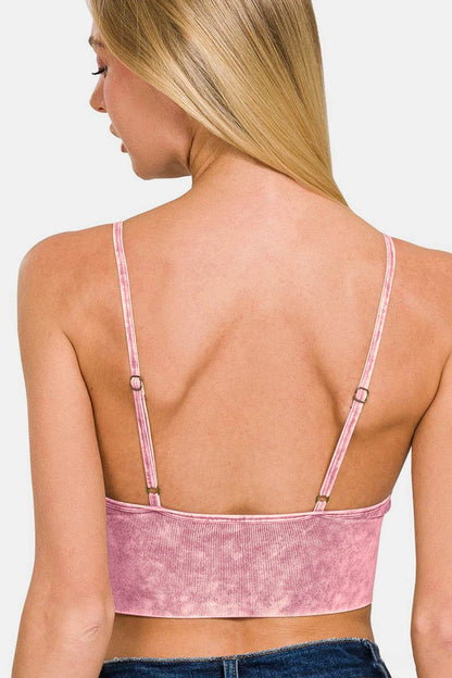 Zenana Washed Ribbed Bra Padded Cami - Selvanelle