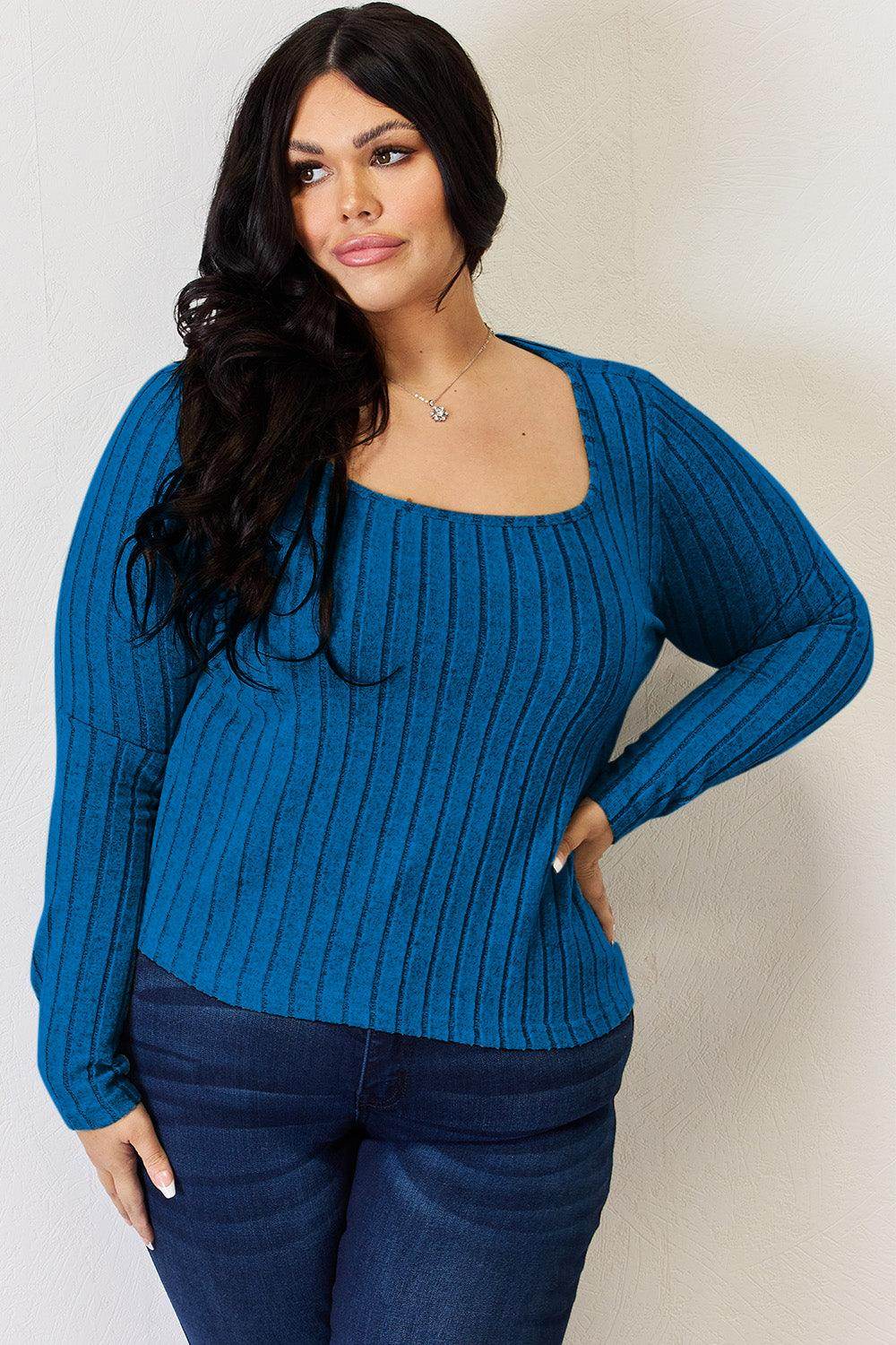 Basic Bae Full Size Ribbed Long Sleeve T-Shirt for Women - Selvanelle