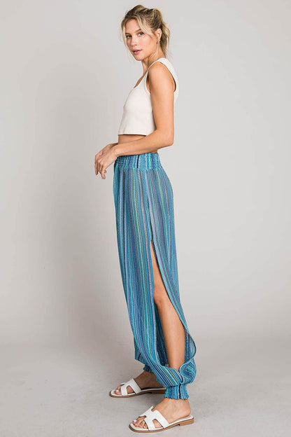 Cotton Bleu by Nu Label Striped Smocked Cover Up Pants - Selvanelle
