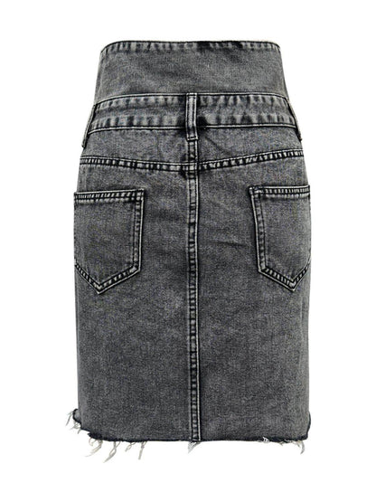 Raw Hem High Waist Denim Skirt for Trendy Casual Style - Selvanelle