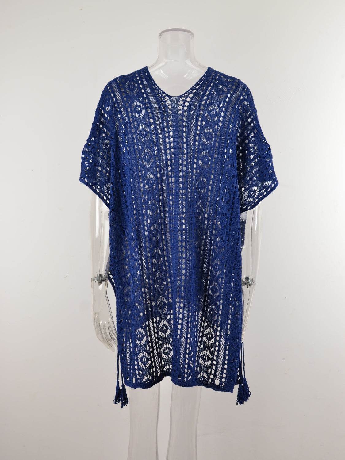 Angel Wings Cutout V-Neck Cover-Up with Tassel - Selvanelle