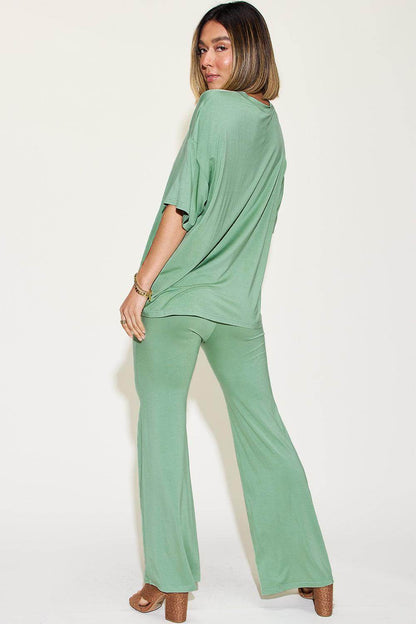 Basic Bae Full Size Bamboo Drop Shoulder T-Shirt Set - Selvanelle