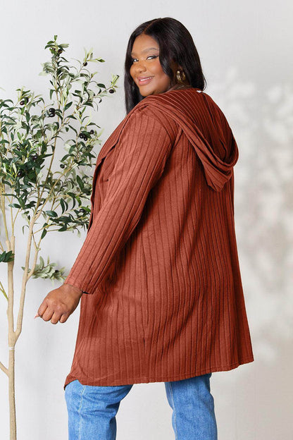Basic Bae Full Size Hooded Sweater Cardigan for Women - Selvanelle