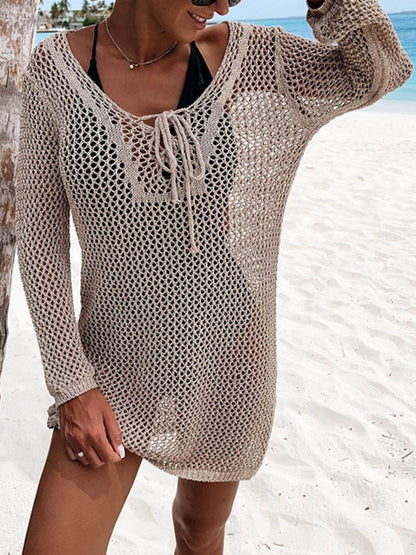 Openwork Tie Neck Cover-Up - Selvanelle