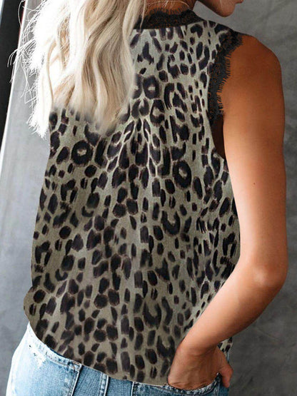 Lace Detail V-Neck Tank Top for Women in Various Sizes - Selvanelle