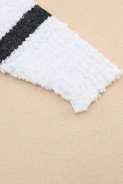 Striped Round Neck Dropped Shoulder Sweater for Women - Selvanelle