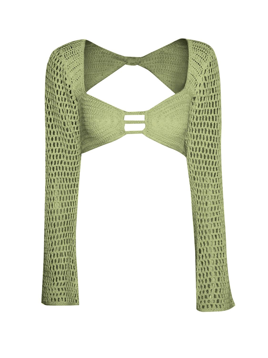 Tied Long Sleeve Top and Skirt Cover Up Set - Selvanelle