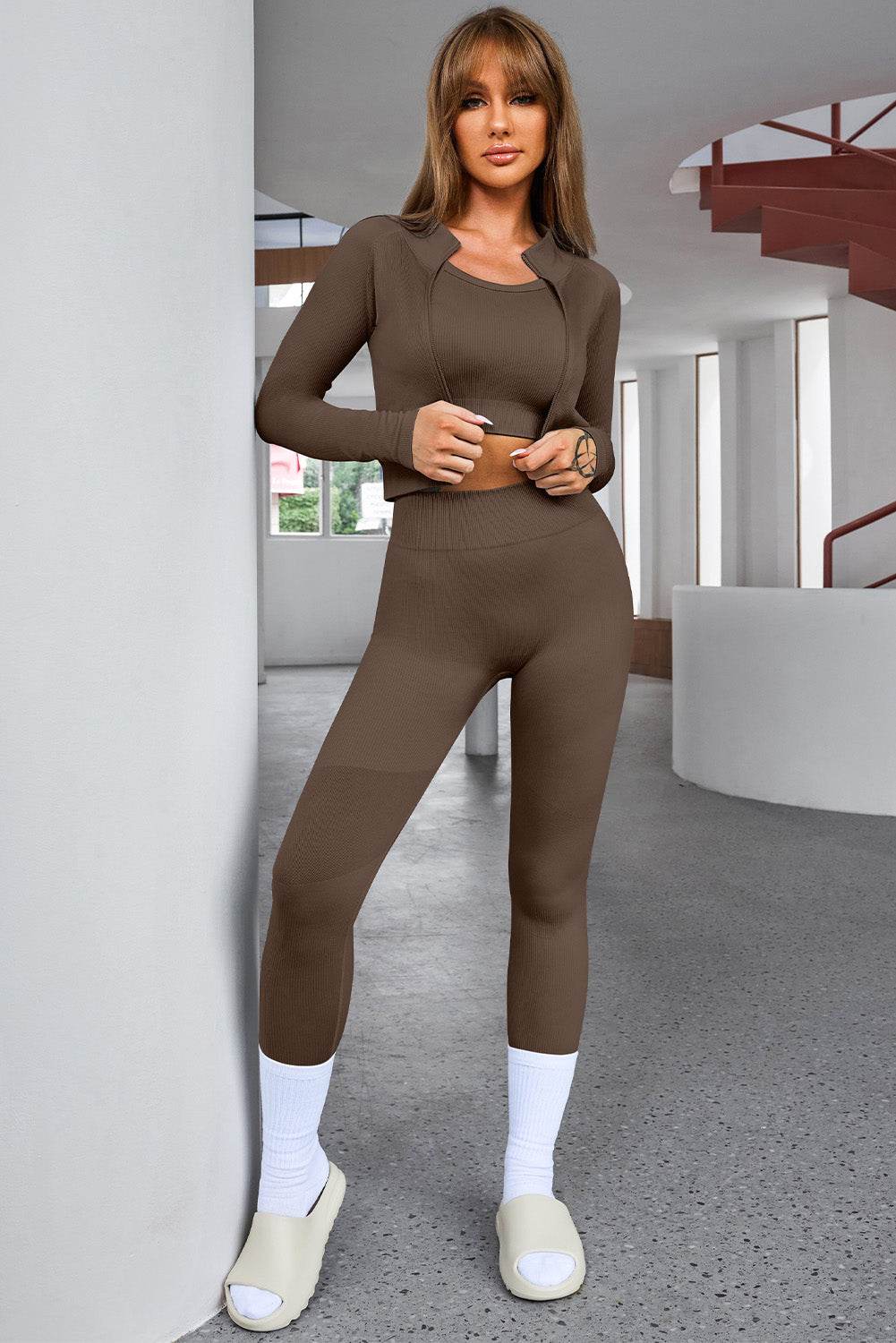 Tank Cropped Active Top and Pants Set - Selvanelle