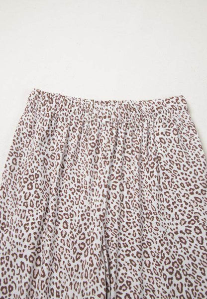 Leopard Button Down Long Sleeve Top and Pants Lounge Set - Selvanelle