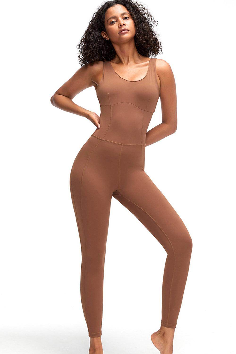 Crisscross Wide Strap Active Jumpsuit for Women Fitness - Selvanelle