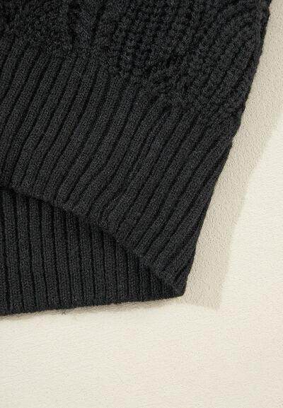 Openwork V-Neck Long Sleeve Sweater for Women Fashion - Selvanelle