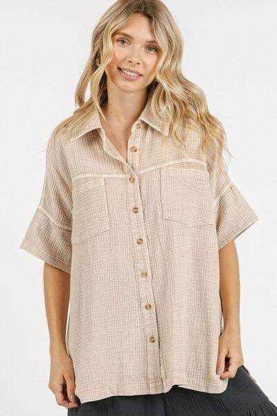 Mittoshop Mineral Wash Gauze Oversized Short Sleeve Shirt - Selvanelle