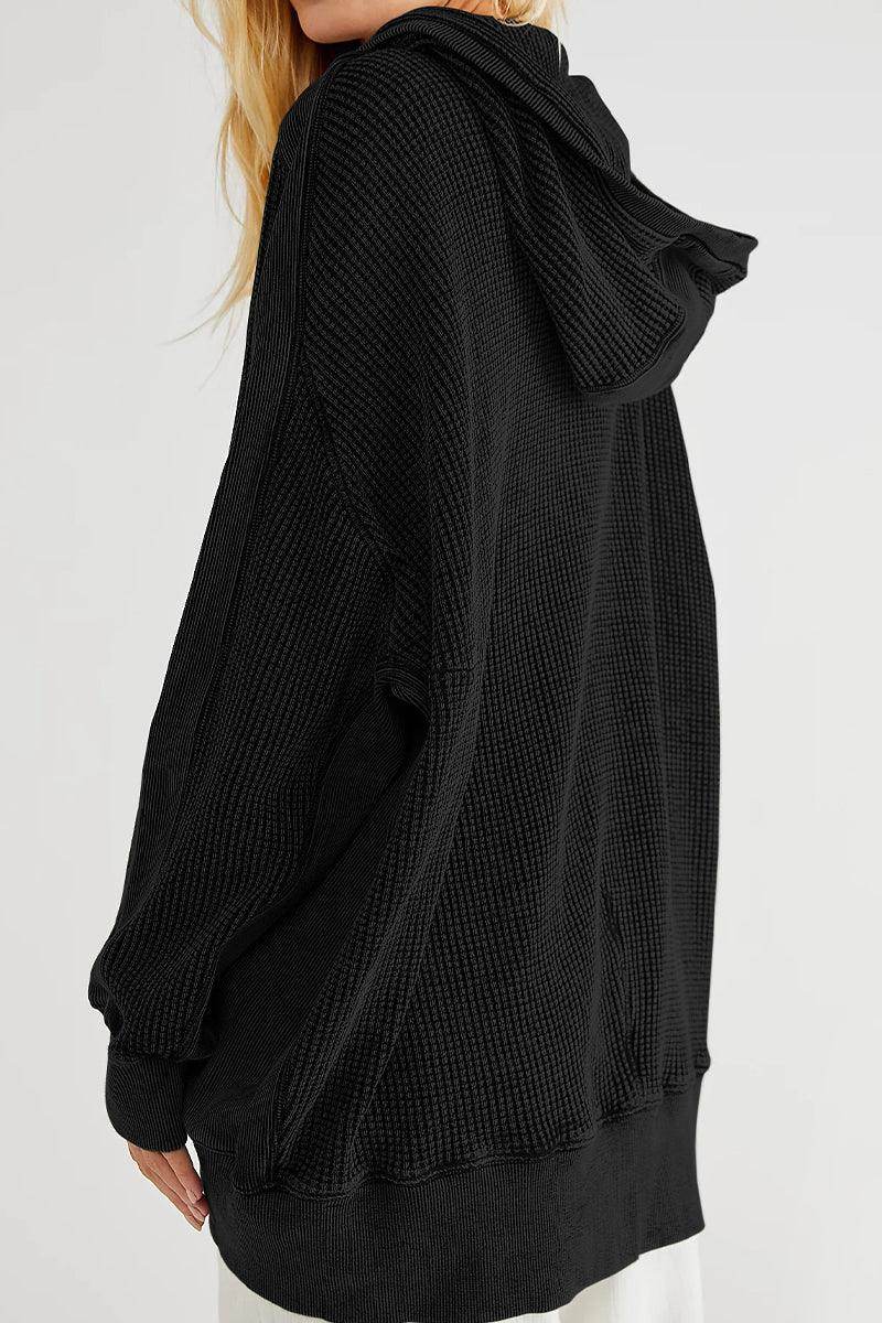 Zip-Up Long Sleeve Jacket with Hood and Pockets for Comfort - Selvanelle