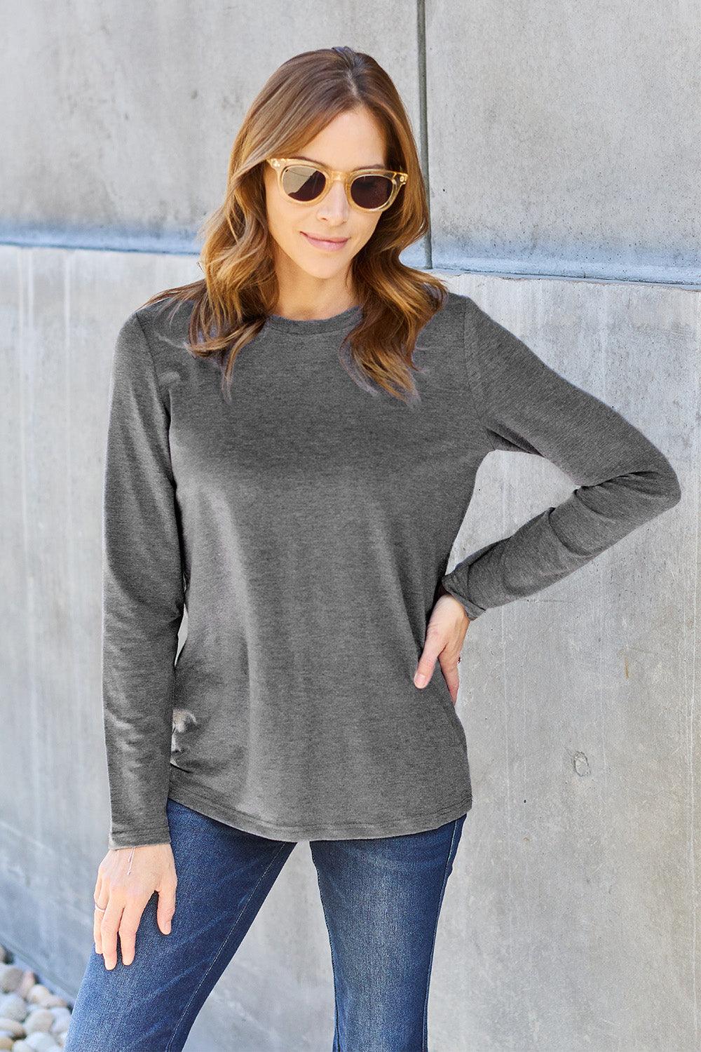 Basic Bae Full Size Round Neck Long Sleeve Top for Women