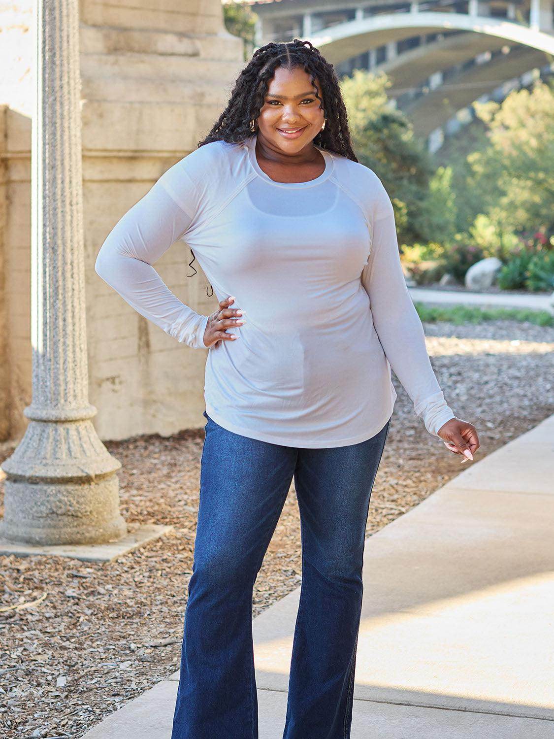 Basic Bae Full Size Round Neck Long Sleeve T-Shirt for All - Selvanelle