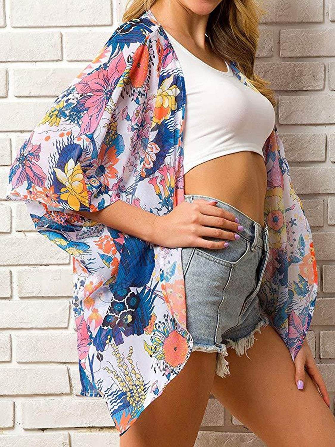 Open Front Half Sleeve Cover-Up - Selvanelle