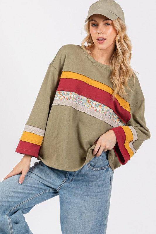 SAGE + FIG French Terry Color Block T-Shirt for Women - Selvanelle