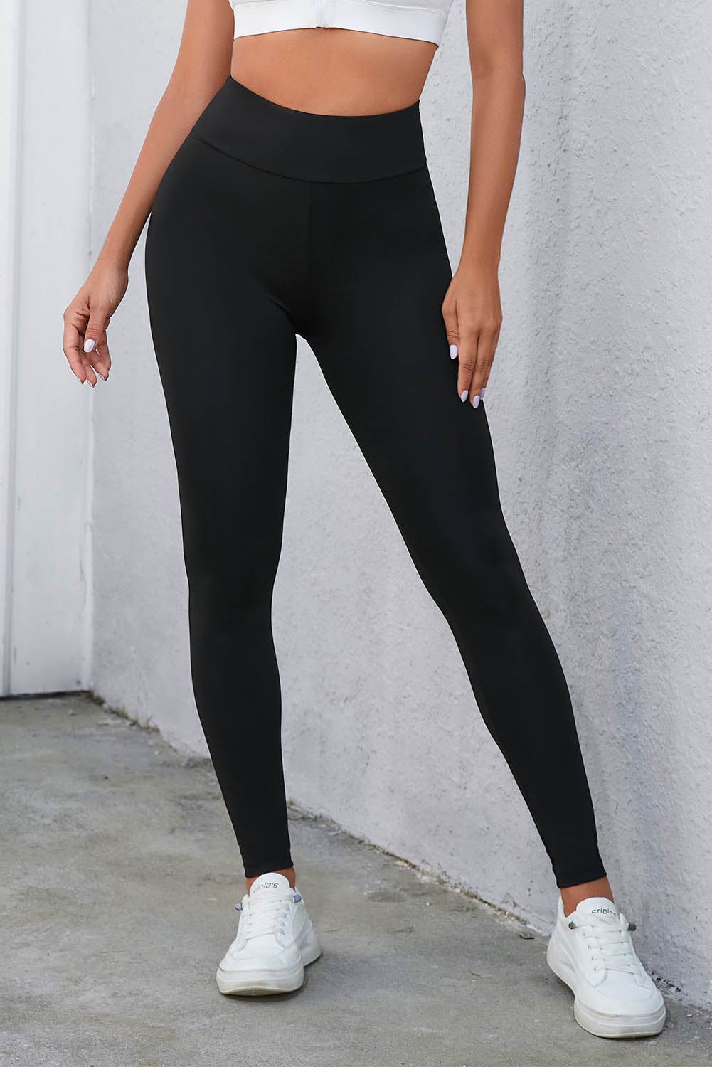 Crisscross Detail Wide Waistband Leggings - Selvanelle