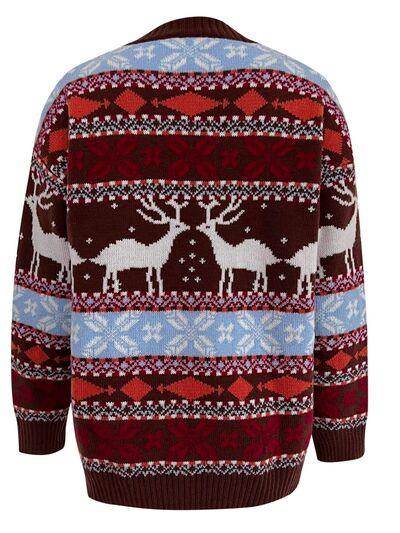 Geometric Round Neck Dropped Shoulder Sweater for Women - Selvanelle