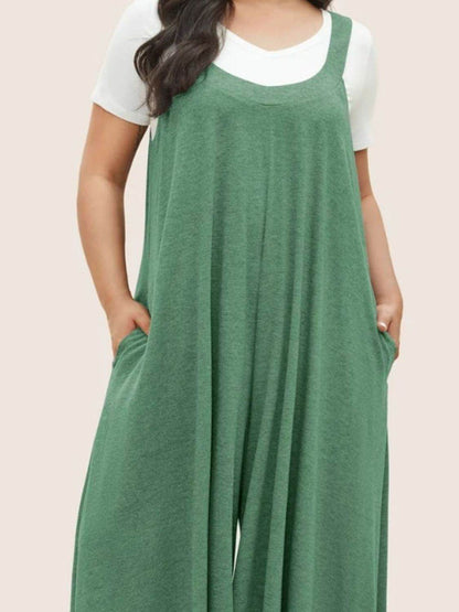 Full Size Pocketed Wide Leg Overalls - Selvanelle