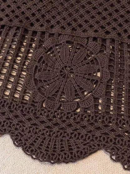 Openwork Scoop Neck Tank for Women in Sheer Cotton Style - Selvanelle