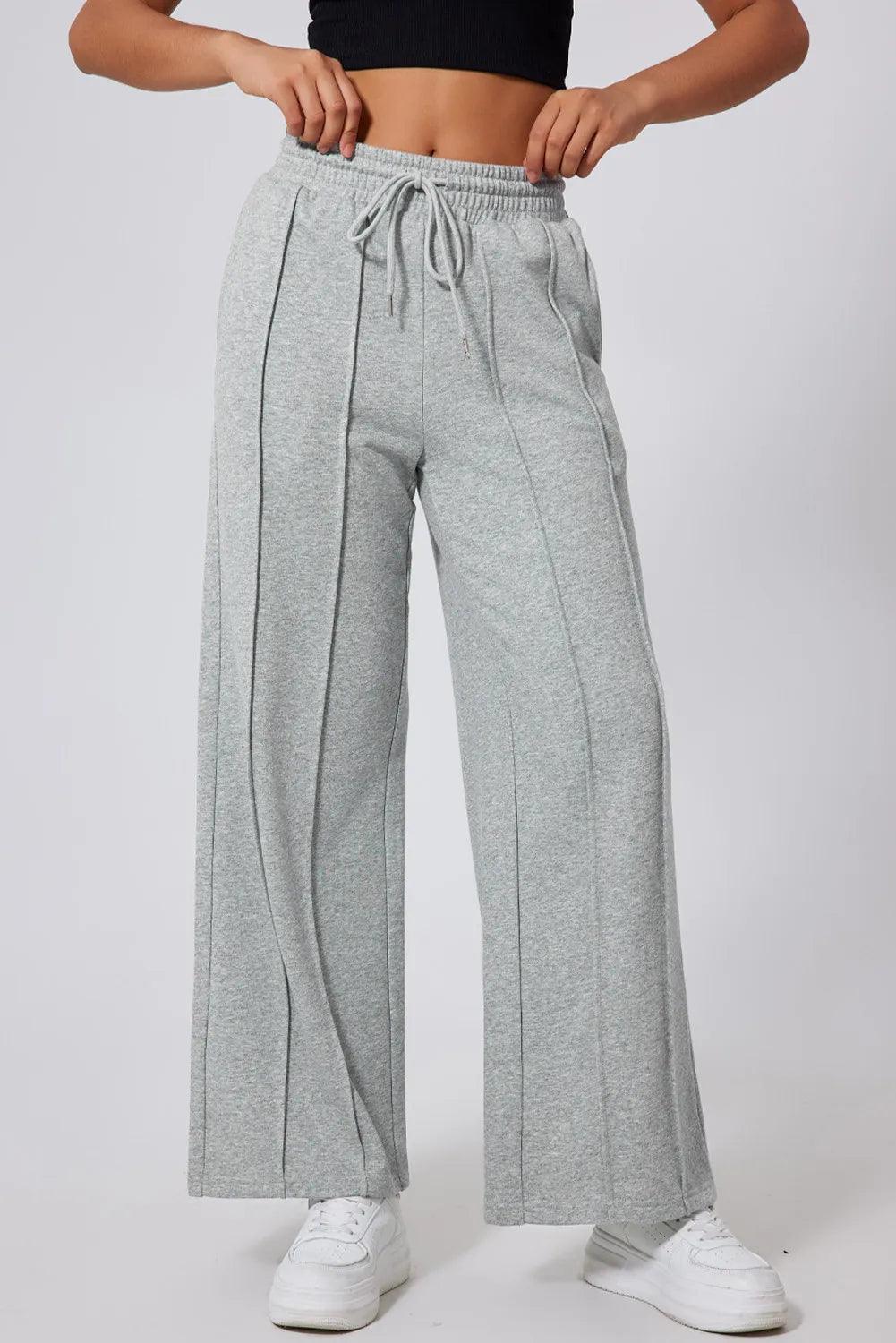 Drawstring Wide Leg Active Pants for Comfort and Style