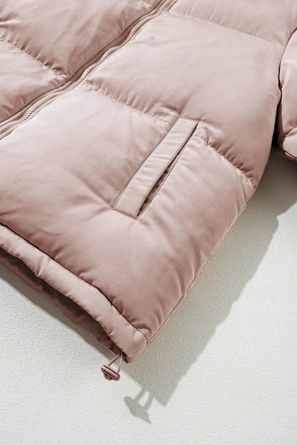 Turtleneck Zip Up Long Sleeve Winter Coat for Women - Selvanelle