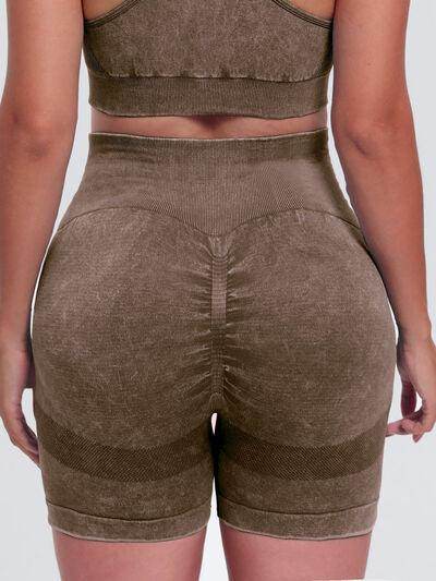 Washed High Waist Active Shorts for Ultimate Comfort - Selvanelle