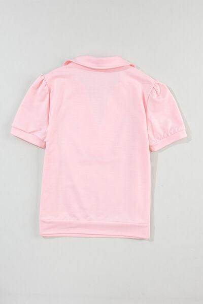 Johnny Collar Short Sleeve T-shirt for Casual Style Wear - Selvanelle