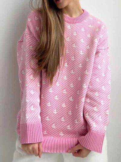 Contrast Round Neck Long Sleeve Sweater for Women Fashion - Selvanelle