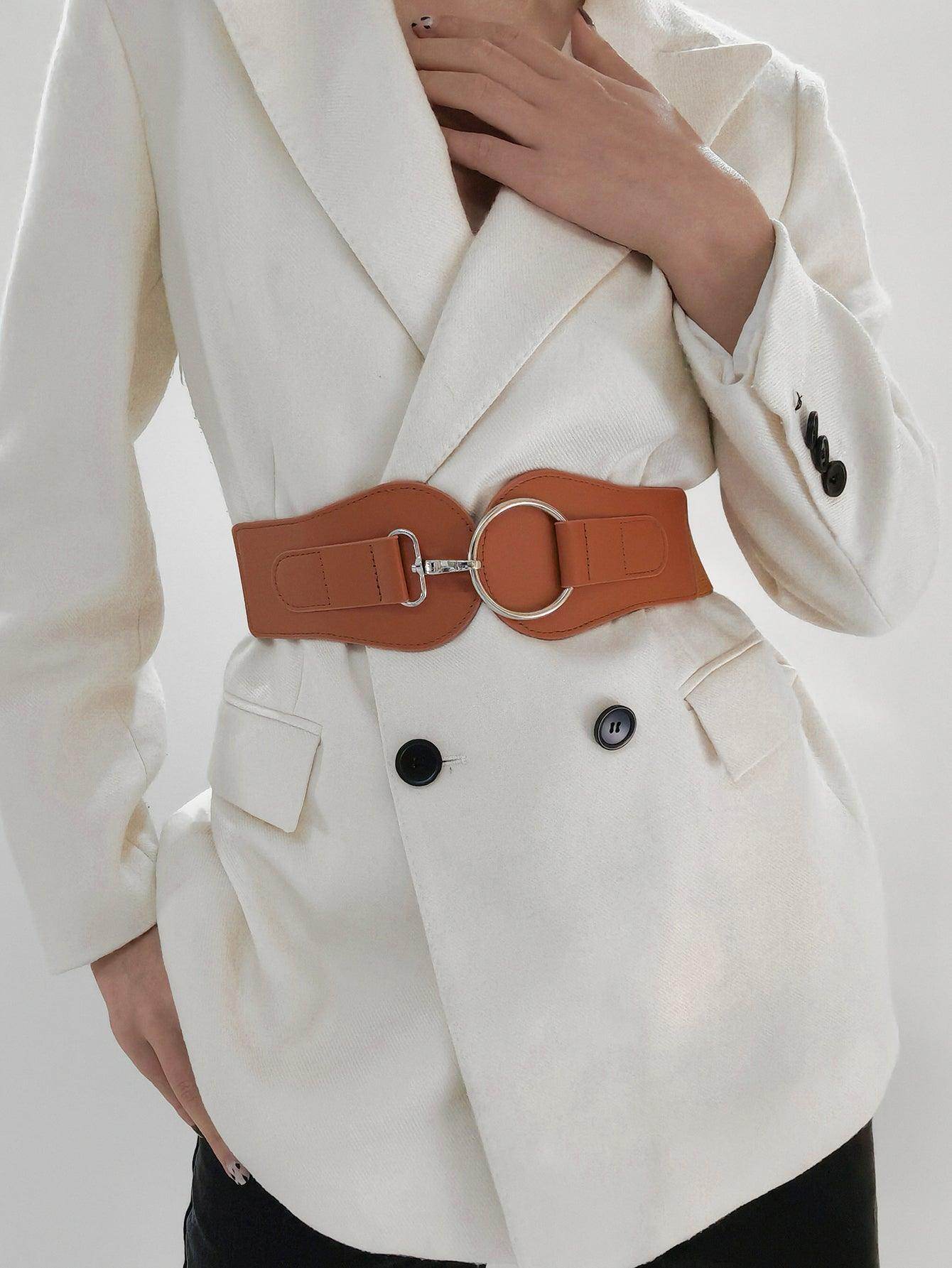 PU Elastic Wide Belt for Comfortable Fashion Fit - Selvanelle