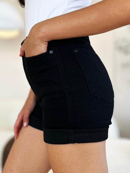 Judy Blue Full Size High Waist Tummy Control Cuffed Shorts - Selvanelle