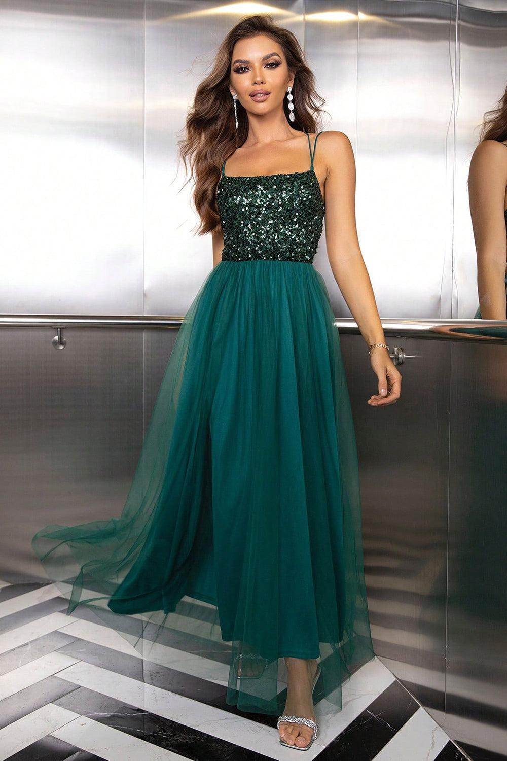 Lace-Up Backless Mesh Dress for Elegant Evening Wear - Selvanelle
