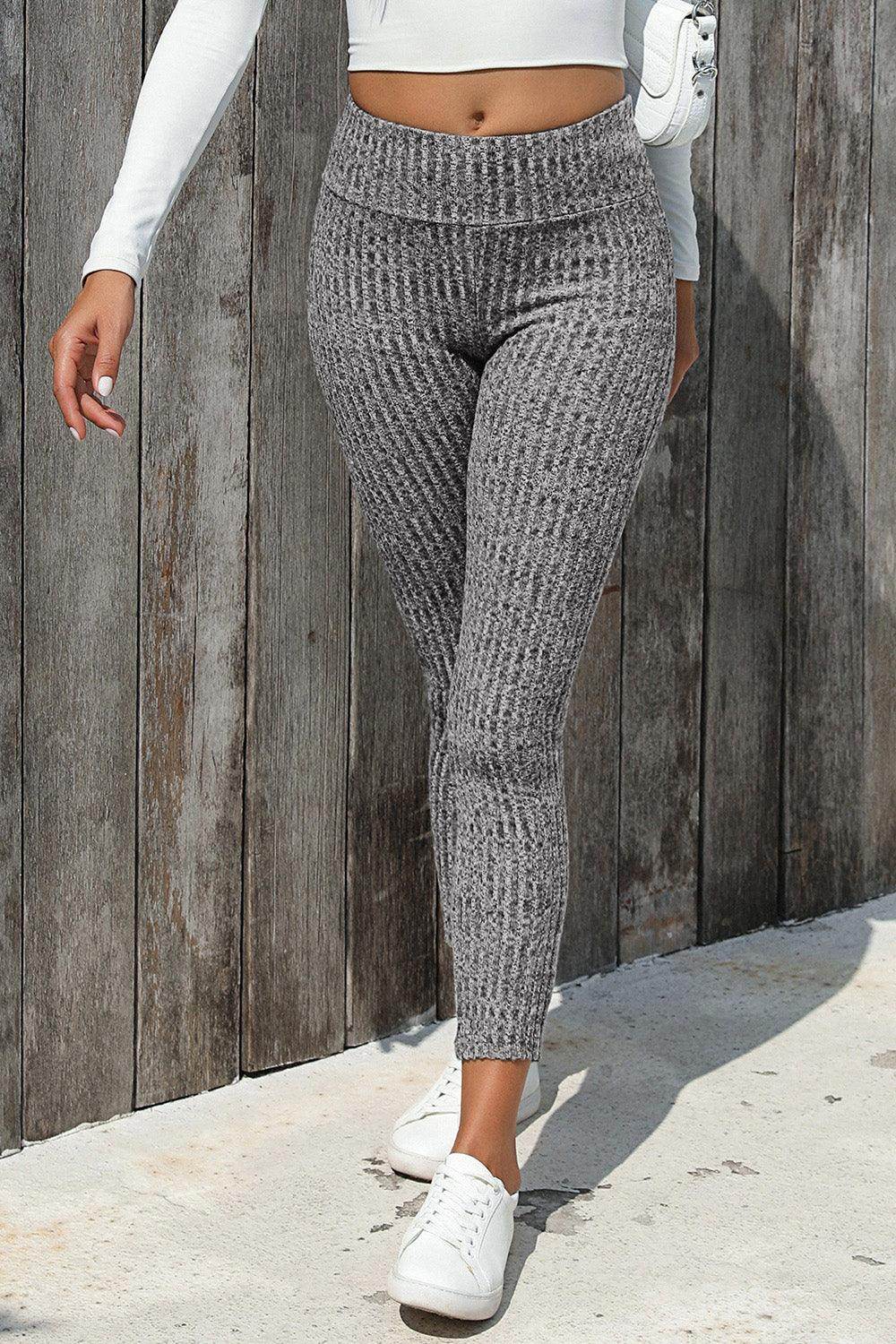 Ribbed High Waist Leggings for Women with Moderate Stretch - Selvanelle