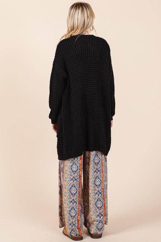 Mittoshop Open Front Long Sleeve Longline Cardigan for Women - Selvanelle