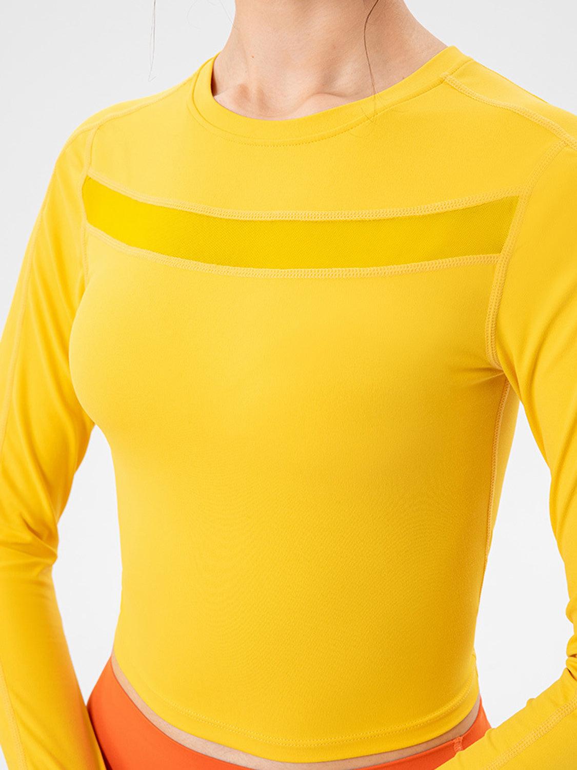 Round Neck Long Sleeve Active T-Shirt for Comfort and Style