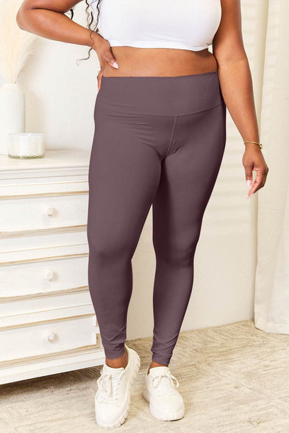 Double Take Wide Waistband Sports Leggings for Women - Selvanelle