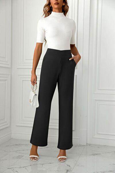 High Waist Straight Leg Pants for Women in Various Sizes - Selvanelle