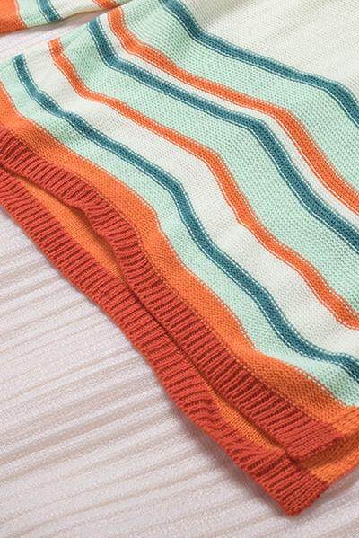 Contrast Striped Turtleneck Dropped Shoulder Sweater for Women - Selvanelle