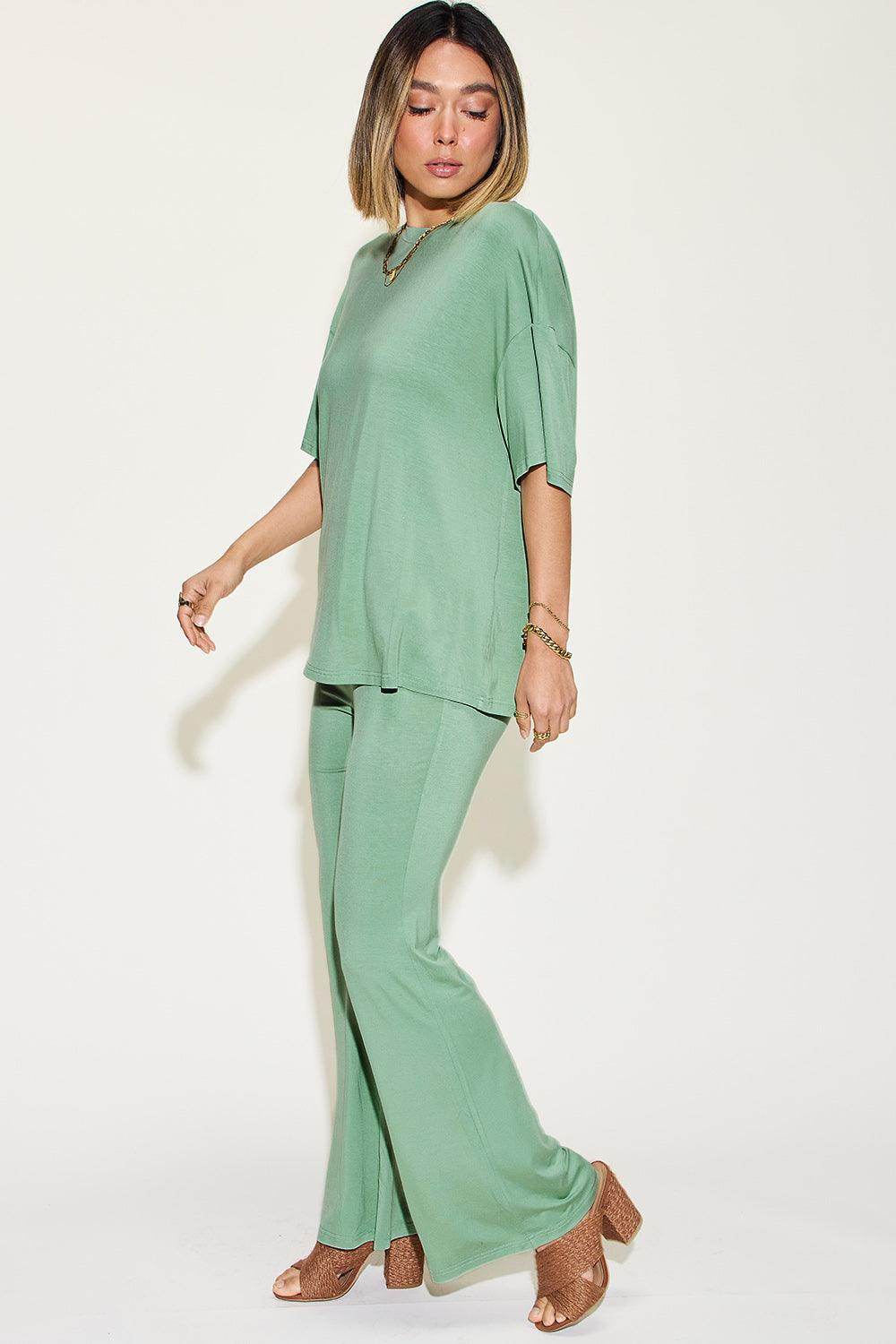 Basic Bae Full Size Bamboo Drop Shoulder T-Shirt Set - Selvanelle
