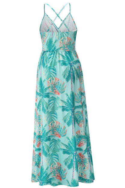 Crisscross Printed Surplice Cami Dress - Selvanelle