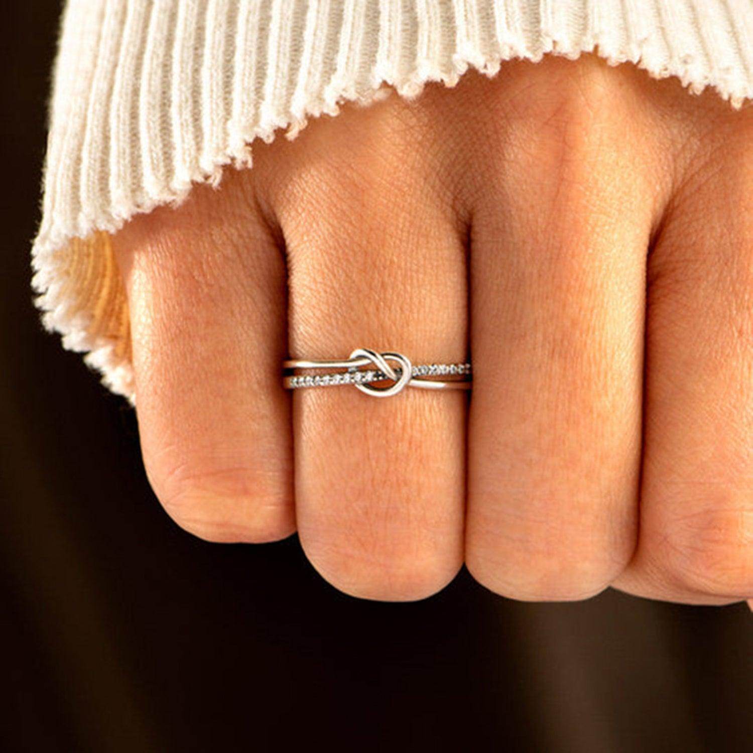925 Sterling Silver Double-Layered Knot Ring for Women - Selvanelle