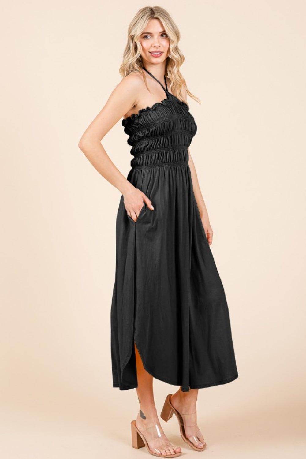 Culture Code Tie Back Shirring Dress with Pockets Style - Selvanelle