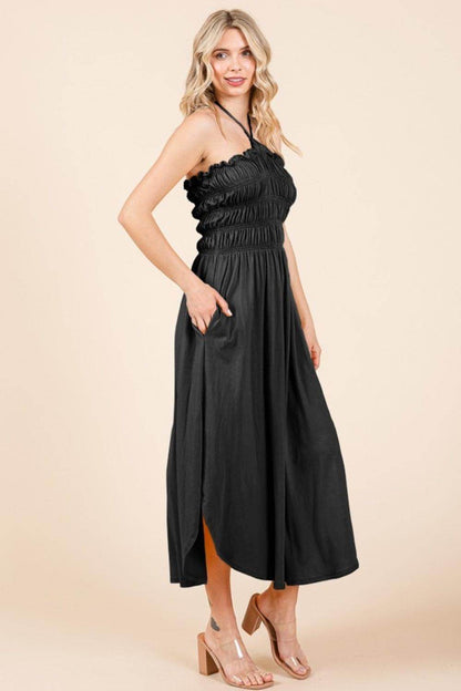 Culture Code Tie Back Shirring Dress with Pockets Style - Selvanelle
