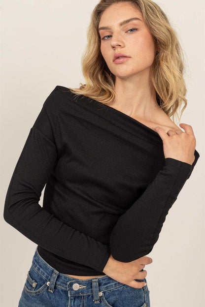 HYFVE Off Shoulder Ribbed Knit Top for Stylish Outfits - Selvanelle