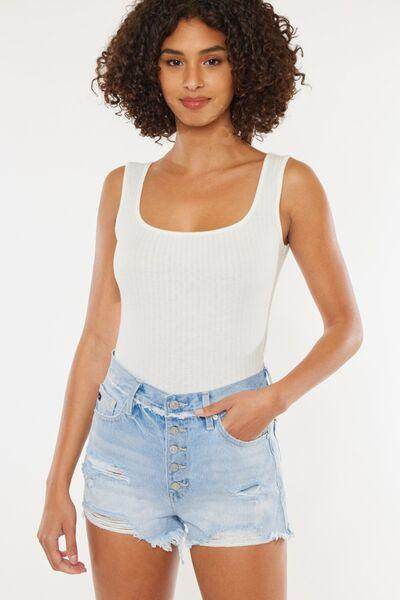 Kancan Distressed Button Fly Denim Shorts for Women - Selvanelle