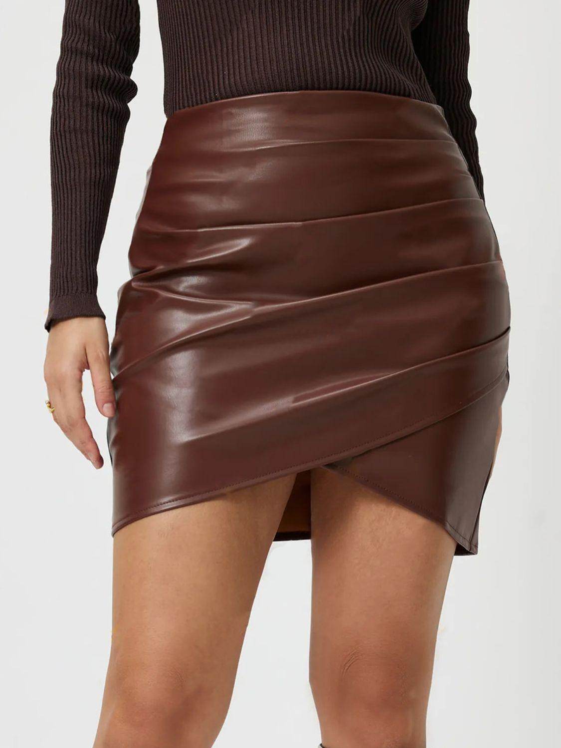 Ruched Asymmetrical Hem Skirt for Stylish Outfits - Selvanelle